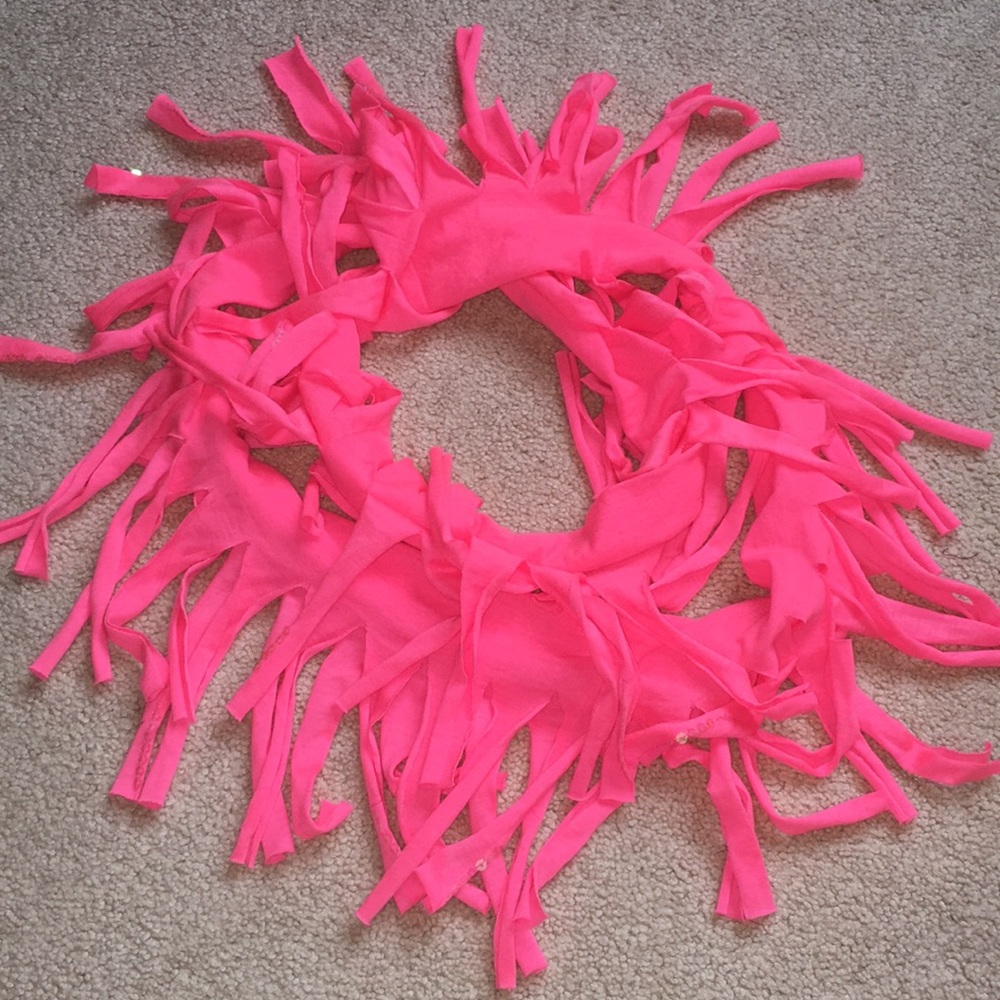 Neon Pink Sequence Fringe Scarf
